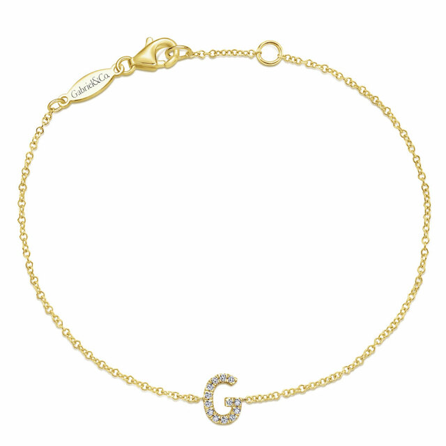 14K Yellow Gold Diamond Initial Charm Bracelet