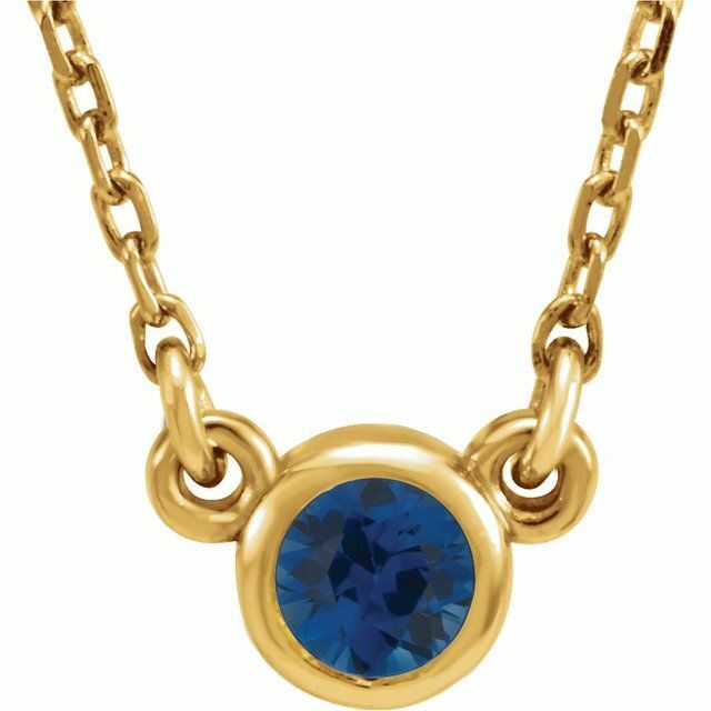  Sienna 14K Gold Bezel Set Solitaire Birthstone Pendant Necklace